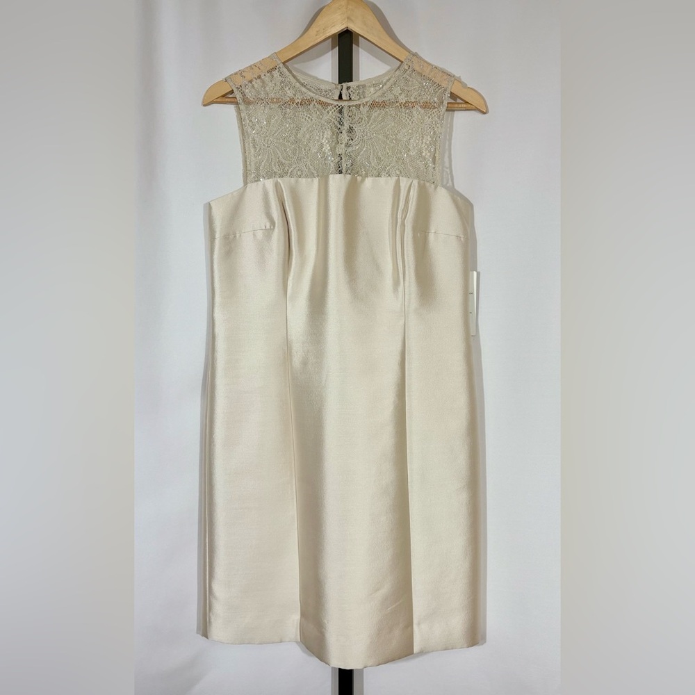 NWT Teri Jon Rickie Freeman Cocktail Evening Dress - Champagne - Size 8